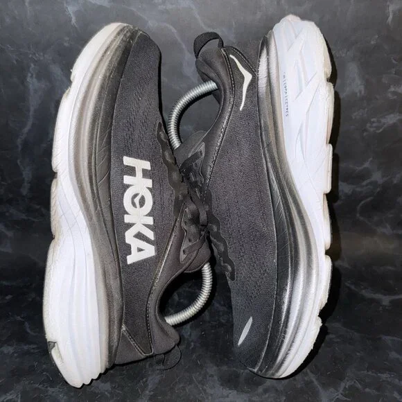 Hoka One One Bondi 8 Black & White Athletic Running Shoes Womens Size 9.5B - Picture 5 of 8